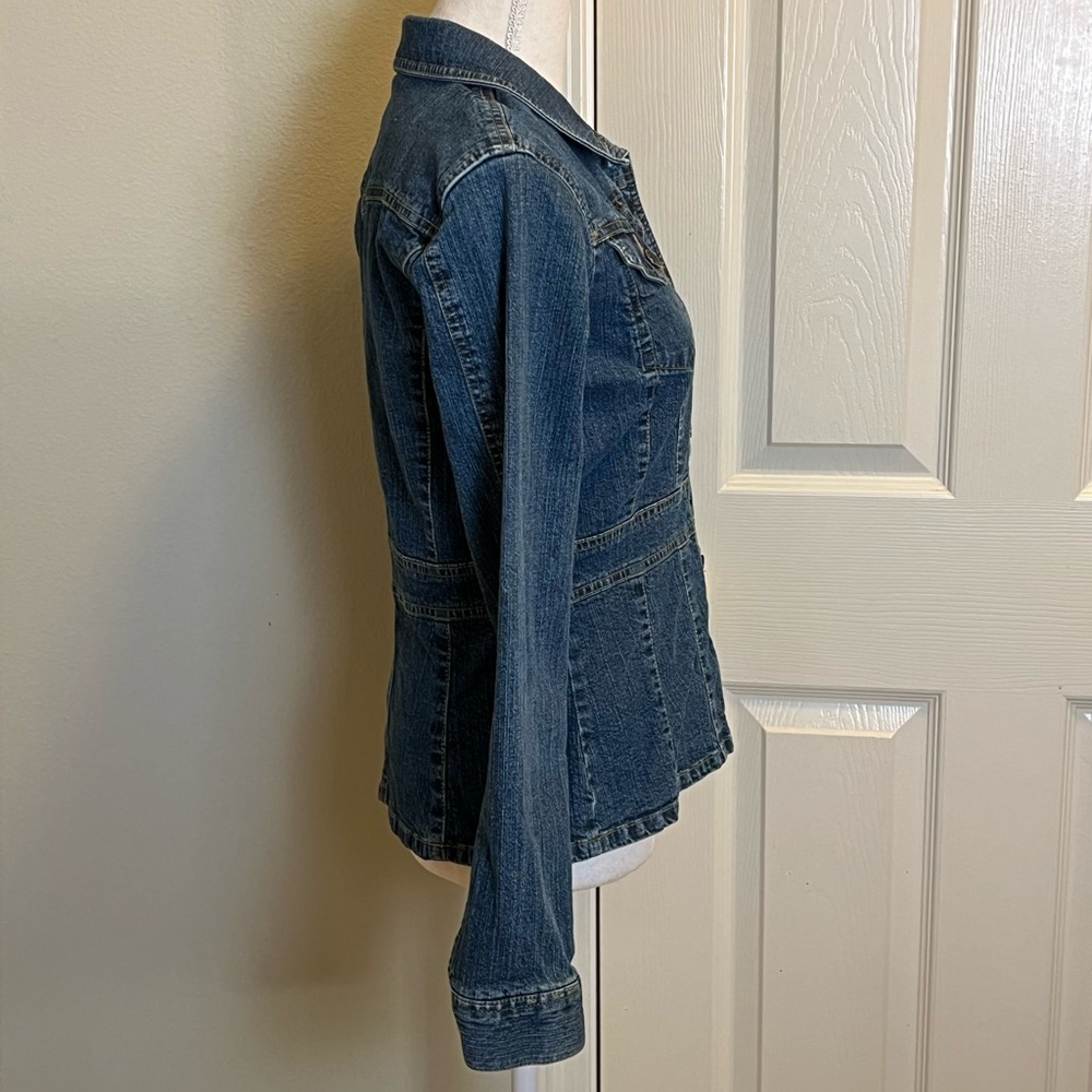 Axcess Peplum Denim Jacket With Stretch - Picture 5 of 8